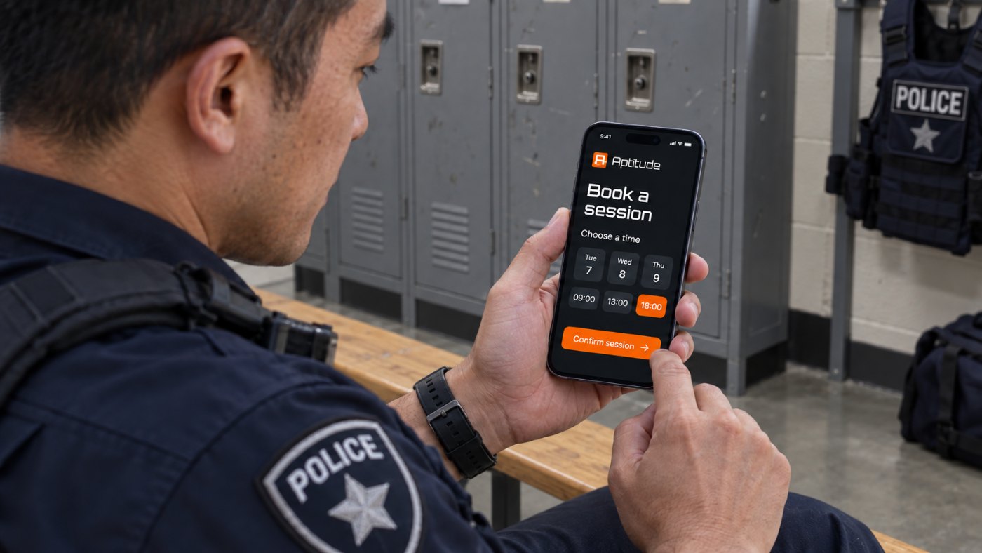 An officer booking a coaching session from the Aptitude app