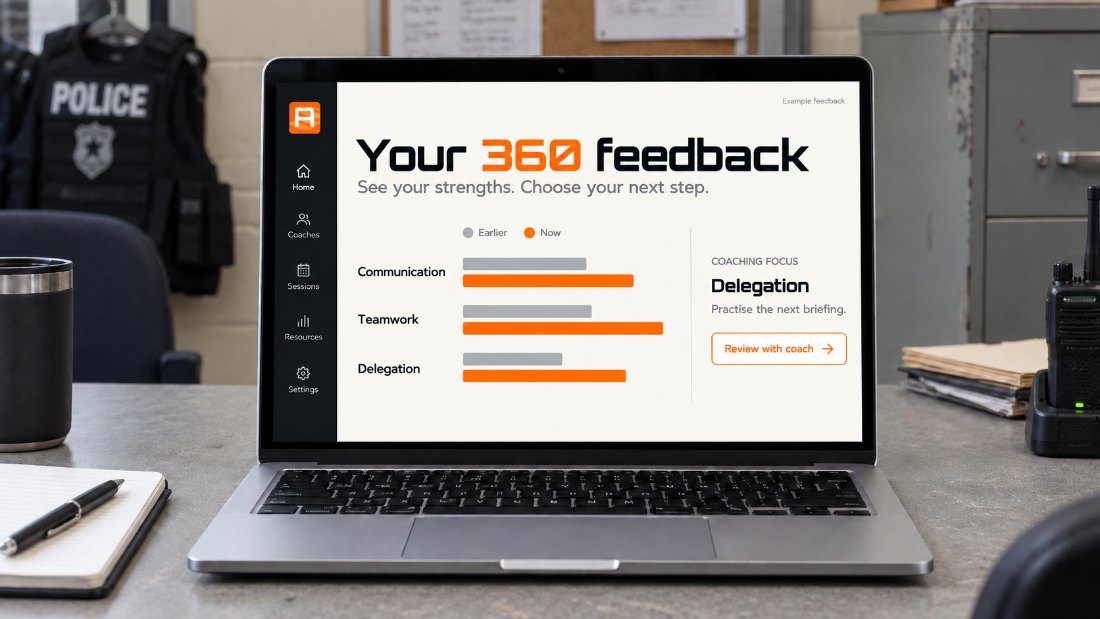 A 360 feedback comparison view with a recommended next step