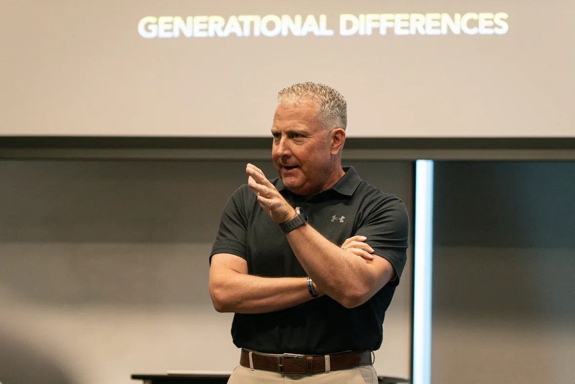 Command staff instructor leading a leadership bootcamp session